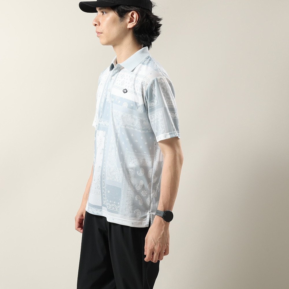 フィドラ（FIDRA）（メンズ）ゴルフウェア 接触冷感 バンダナプリント 半袖ポロシャツ FD5VTG08 WHT