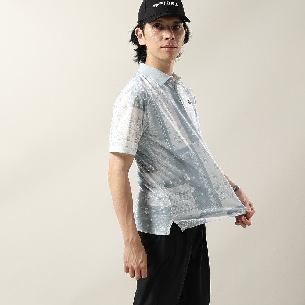 フィドラ（FIDRA）（メンズ）ゴルフウェア 接触冷感 バンダナプリント 半袖ポロシャツ FD5VTG08 WHT