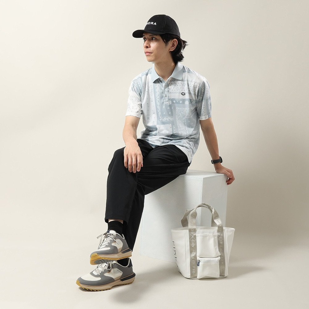 フィドラ（FIDRA）（メンズ）ゴルフウェア 接触冷感 バンダナプリント 半袖ポロシャツ FD5VTG08 WHT