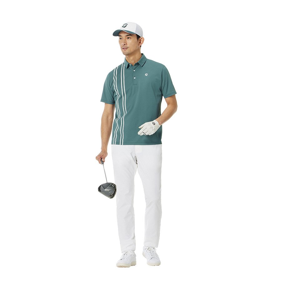 テーラーメイド ゴルフウェア 半袖　ポロシャツ　リバティ　ターコイズ　Lサイズ テーラーメイド（TAYLORMADE）（メンズ）ゴルフウェア 吸汗速乾