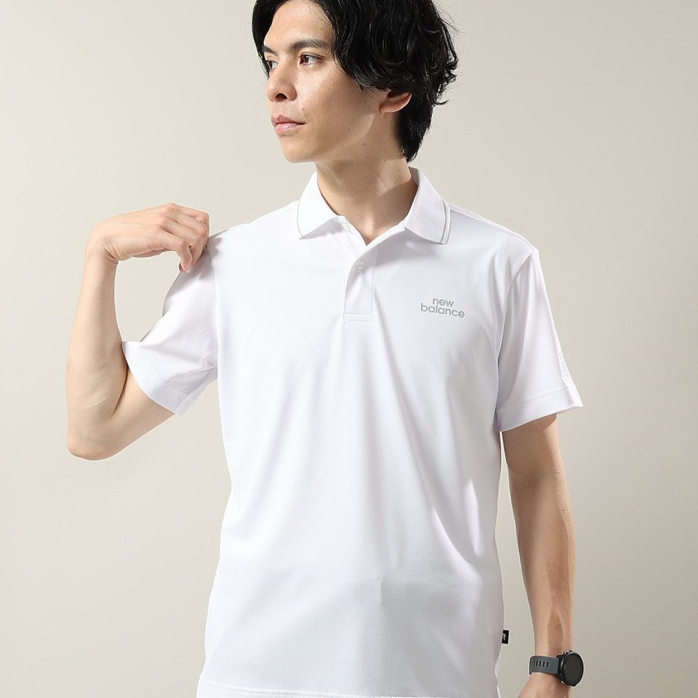【新品】New Balance ホワイトポロシャツ Mサイズ ニューバランス（new balance）（メンズ）ゴルフウェア 半袖