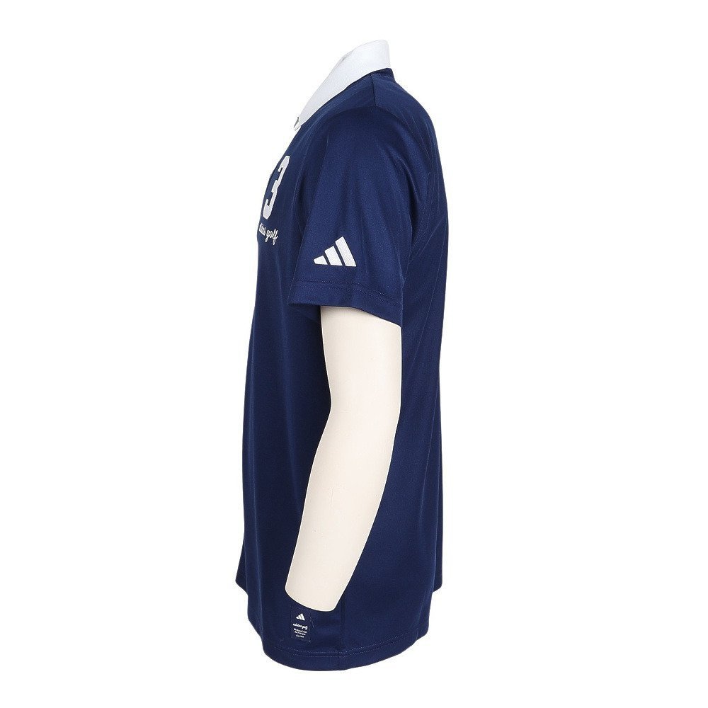 アディダス（adidas）（メンズ）ゴルフウェア 接触冷感 フロントストライプス 半袖シャツ OGH91-KM0861 NVY
