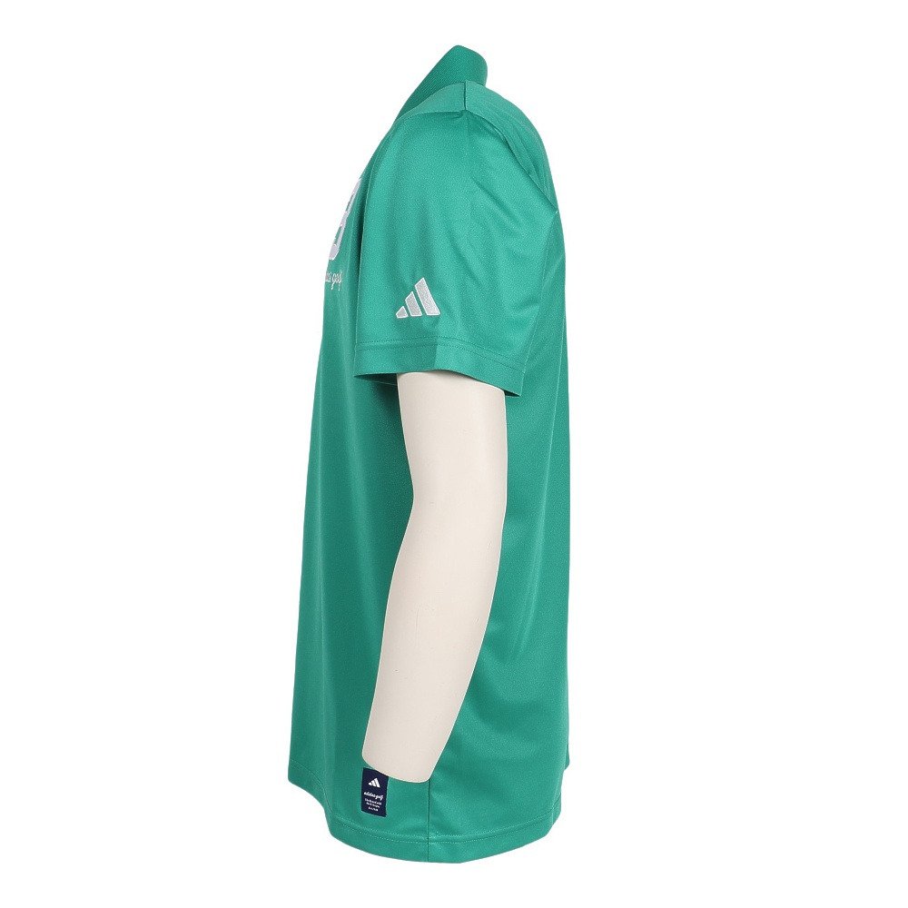 アディダス（adidas）（メンズ）ゴルフウェア 接触冷感 フロントストライプス 半袖シャツ OGH91-KM0862 GRN
