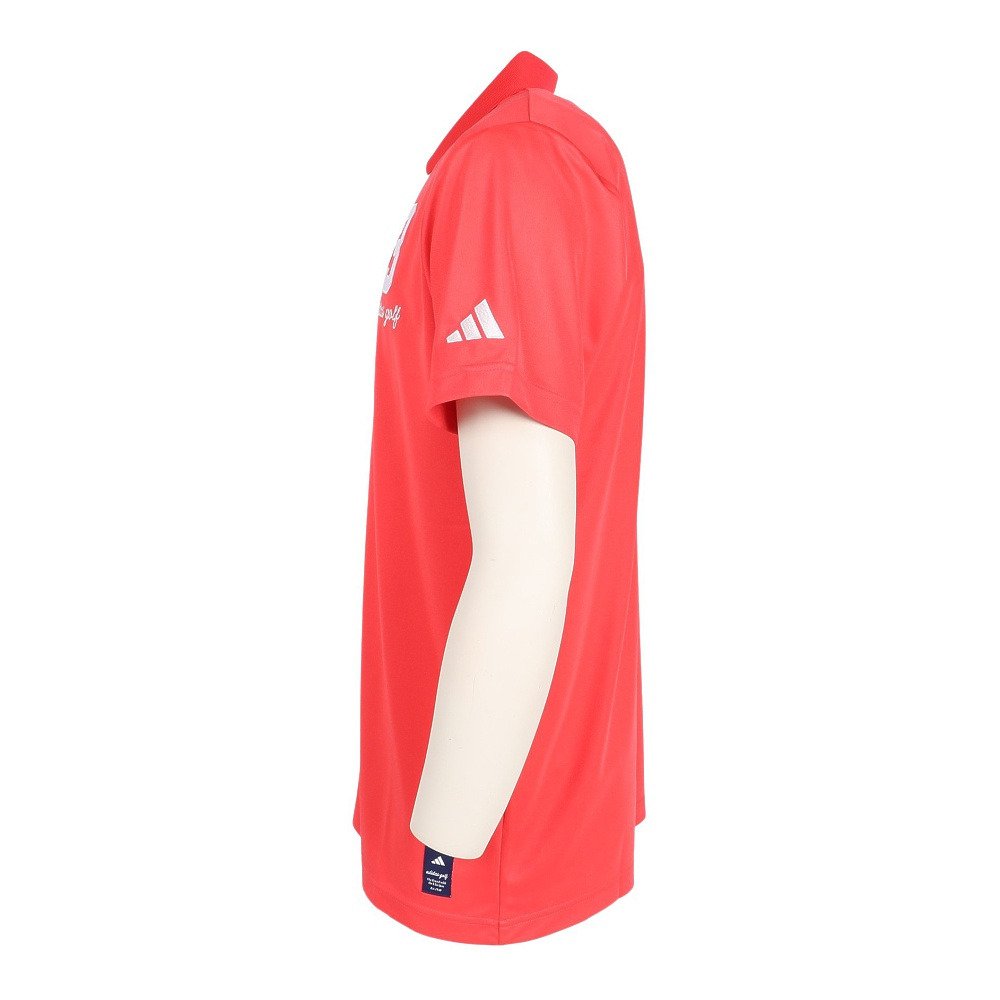 アディダス（adidas）（メンズ）ゴルフウェア 接触冷感 フロントストライプス 半袖シャツ OGH91-KM2217 RED