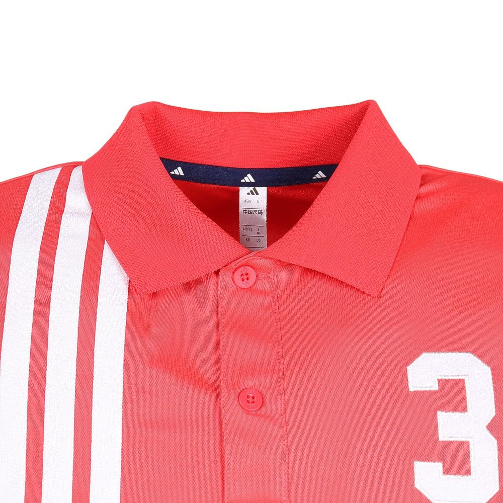 アディダス（adidas）（メンズ）ゴルフウェア 接触冷感 フロントストライプス 半袖シャツ OGH91-KM2217 RED
