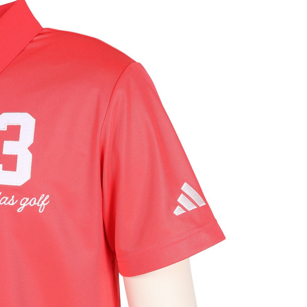 アディダス（adidas）（メンズ）ゴルフウェア 接触冷感 フロントストライプス 半袖シャツ OGH91-KM2217 RED