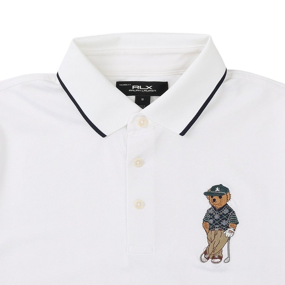 【ラルフローレン　ポロゴルフ】ポロシャツ　半袖　ポロベア刺繍　ゴルフウェア　白 ラルフ ローレン（RALPH LAUREN）（メンズ）ゴルフウェア ベア 半袖
