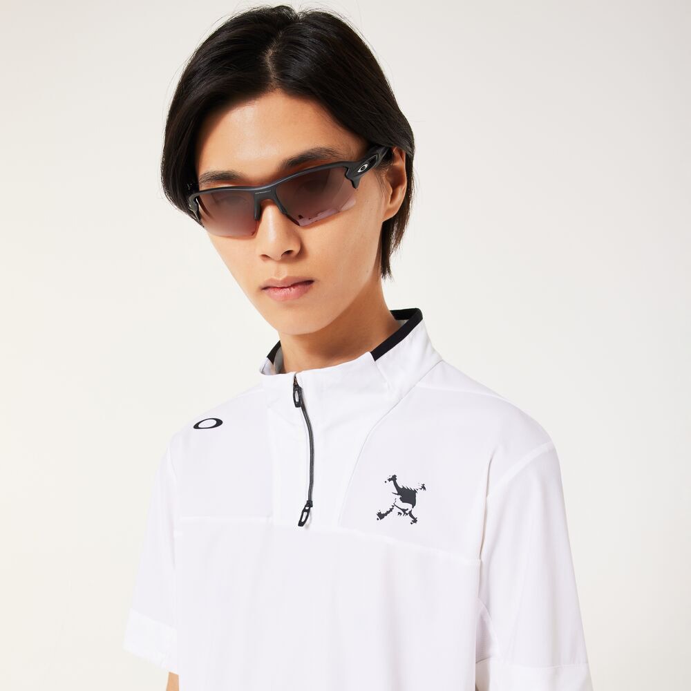 オークリー（OAKLEY）（メンズ）ゴルフウェア 接触冷感 SKULL STREAM ZIP 半袖 モックネックシャツ FOA407673-100
