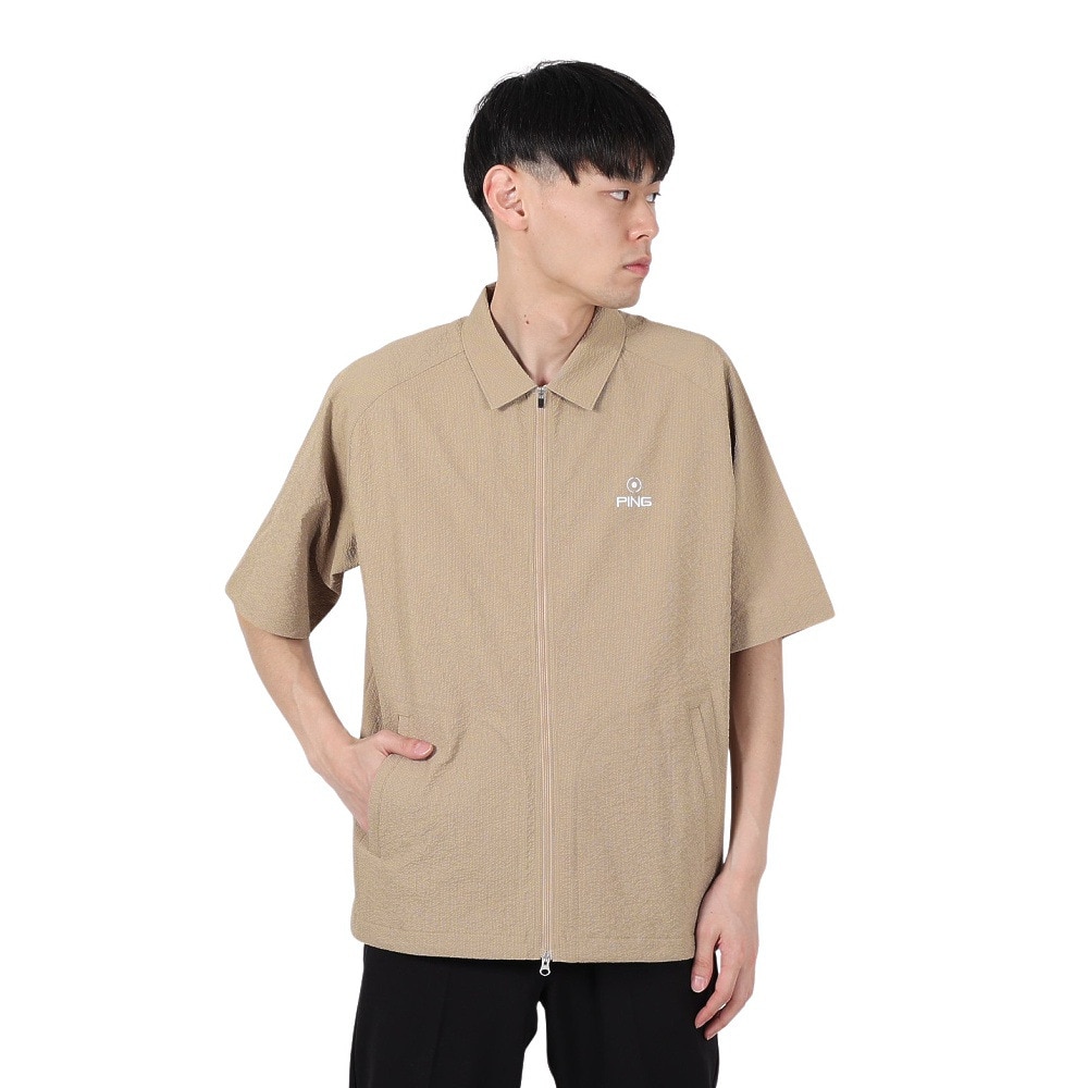 ピン（PING）（メンズ）ゴルフウェア シアサッカー 半袖フルジップシャツ 621-5111301-040