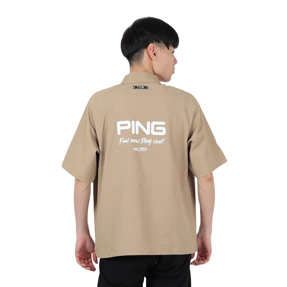 ピン（PING）（メンズ）ゴルフウェア シアサッカー 半袖フルジップシャツ 621-5111301-040