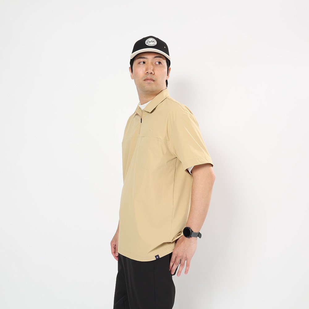 新品　adabat ベージュ キルティング ハーフジップ　ゴルフウェア　半袖 プーマ（PUMA）（メンズ）ゴルフウェア 半袖 シアサッカー ハーフ