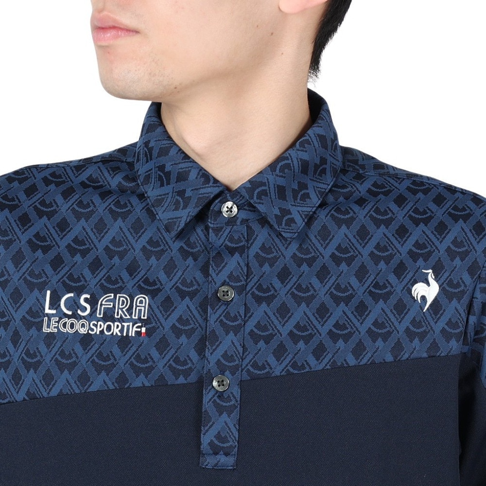 ルコックスポルティフ（lecoqsportif）（メンズ）ゴルフウェア 吸汗速乾 インナー付き半袖シャツ QGMXJA00W NV00