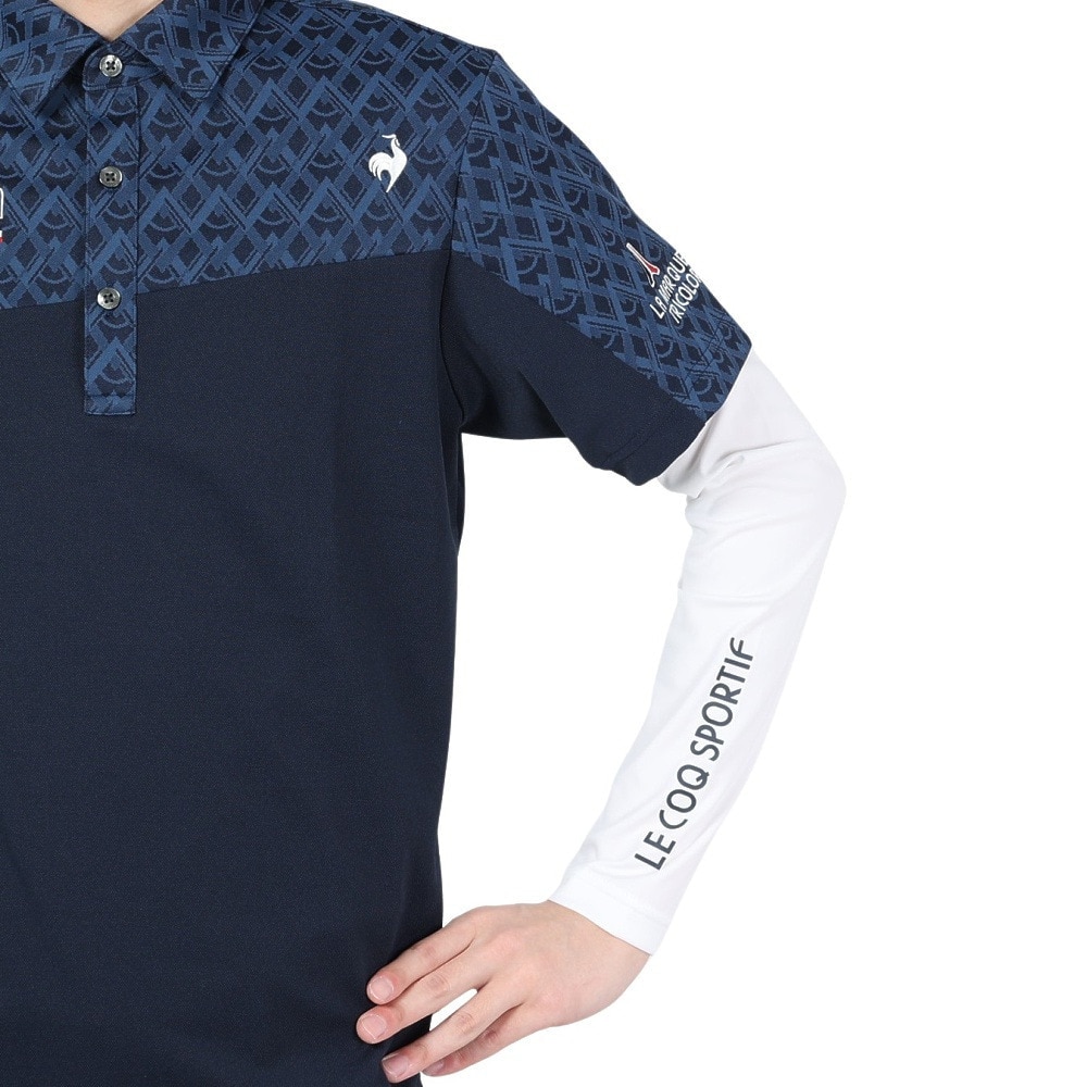 ルコックスポルティフ（lecoqsportif）（メンズ）ゴルフウェア 吸汗速乾 インナー付き半袖シャツ QGMXJA00W NV00
