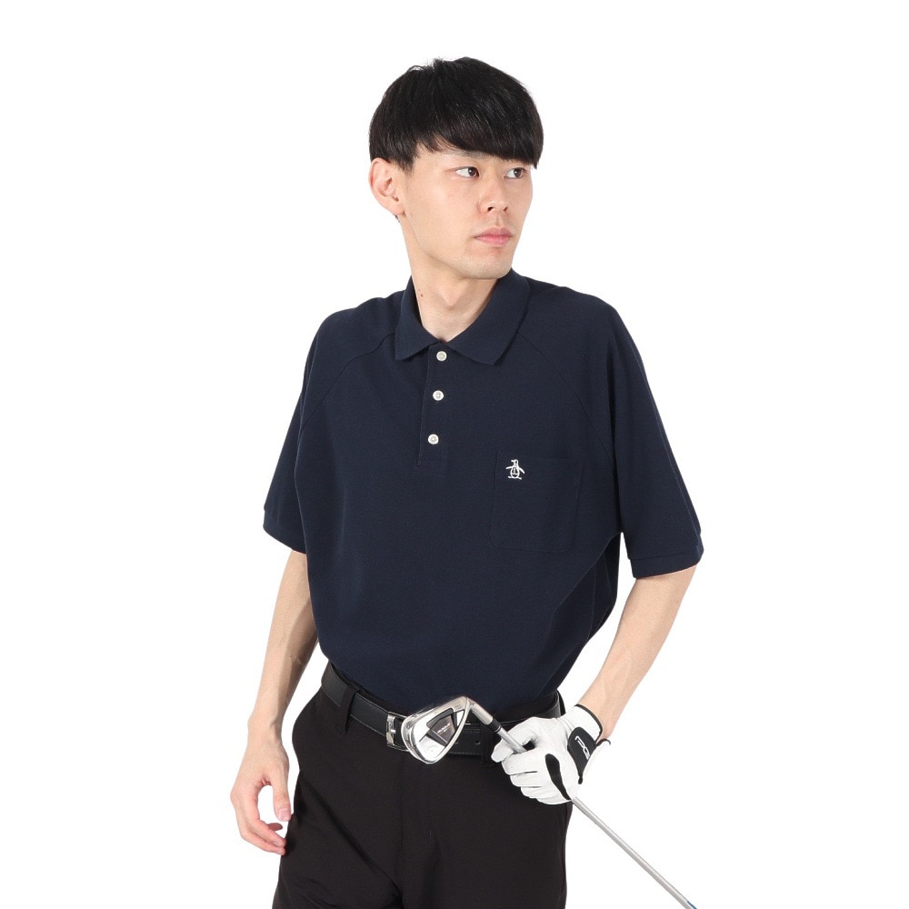 マンシングウエア（MUNSING WEAR）（メンズ）ゴルフウェア ペンギン バイ マンシングウェア 60S ラグランスリーブ 半袖ポロシャツ MU5SHS01M NV00