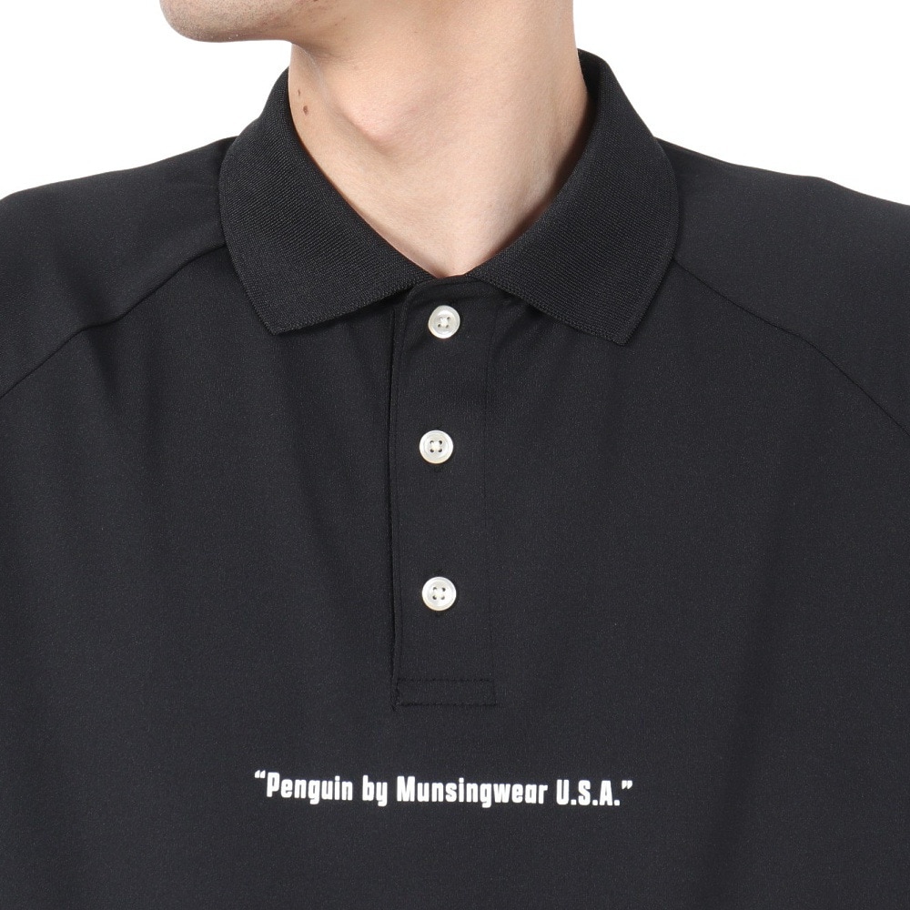 マンシングウエア（MUNSING WEAR）（メンズ）ゴルフウェア PEN ラグランスリーブ グラフィック ポロシャツ MU5SHS10M BK00