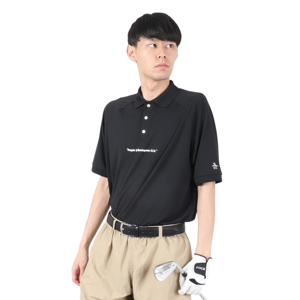 マンシングウエア（MUNSING WEAR）（メンズ）ゴルフウェア PEN ラグランスリーブ グラフィック ポロシャツ MU5SHS10M BK00