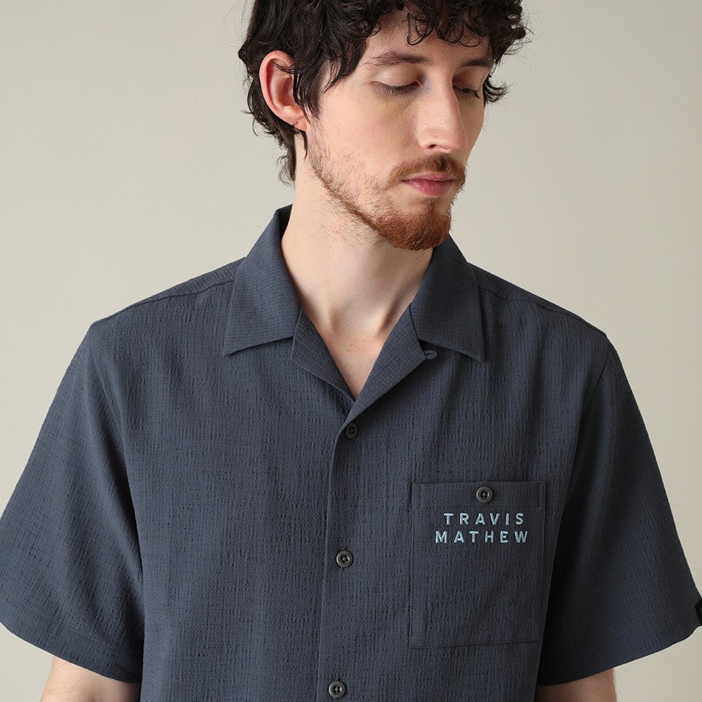 トラヴィスマシュー（Travis Mathew）（メンズ）ゴルフウェア 半袖バックプリントオープンシャツ 7AN035-0EBO