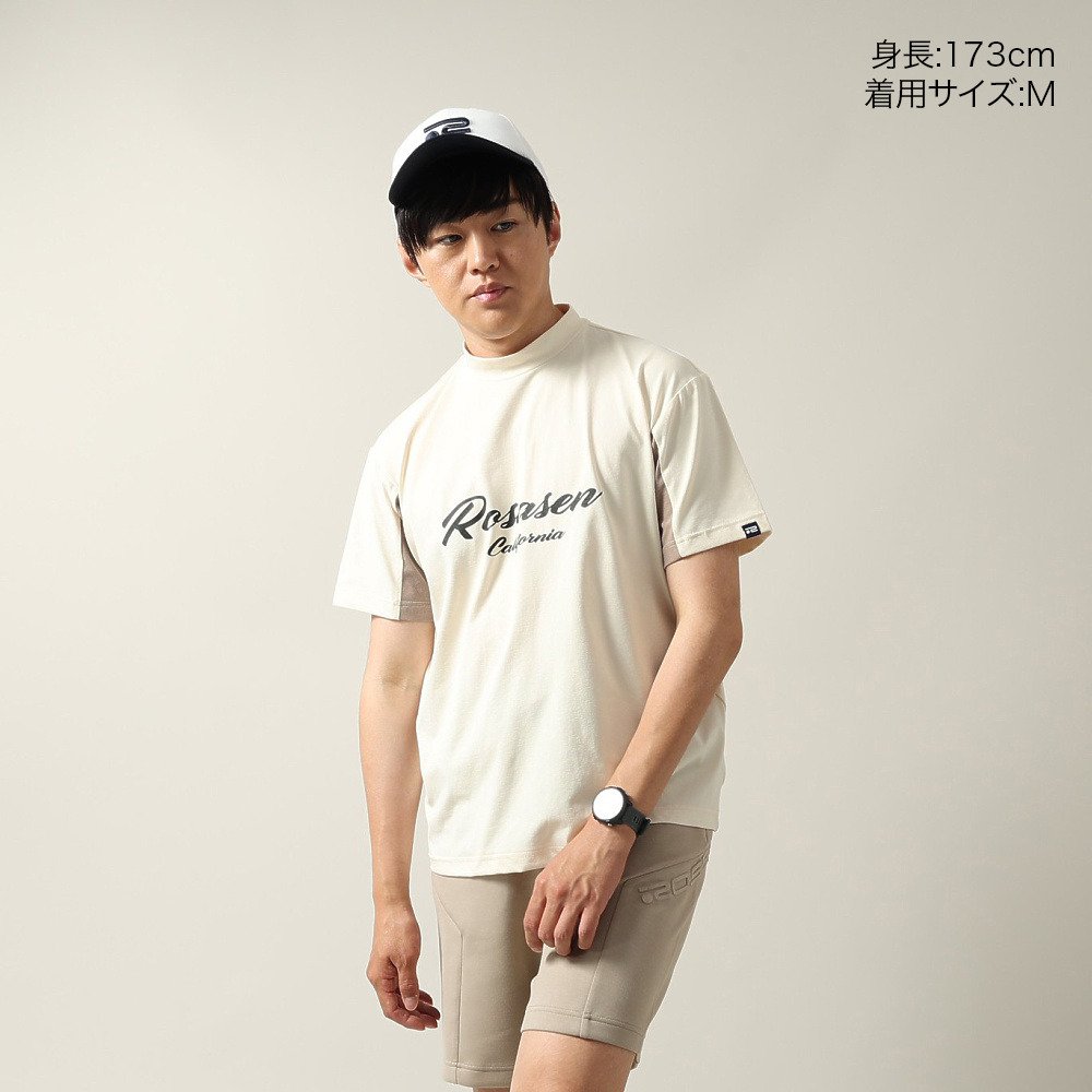 ロサーセン（ROSASEN）（メンズ）ゴルフウェア 吸水速乾 接触冷感 半袖モックネックシャツ 044-25546-26SS-006