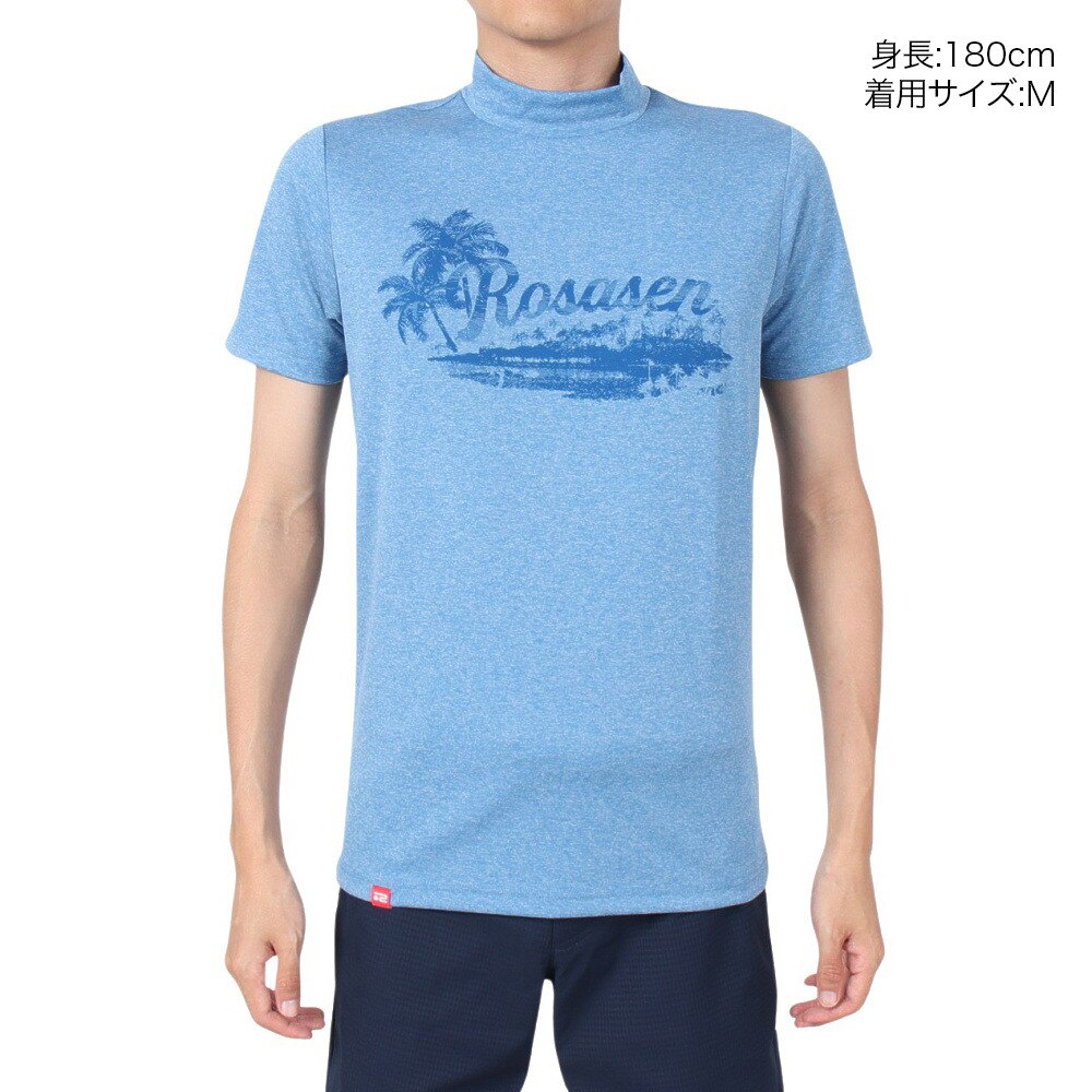 ROSASEN（メンズ）ゴルフウェア 吸水 速乾 ストレッチ ジャカード半袖モックネック 044-26448-093★★★
