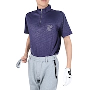 エピキュール（epicure）（メンズ）ゴルフウェア 吸汗速乾 UVカット エンボスハイネック ジップアップ 半袖ポロシャツ 151-26341-098