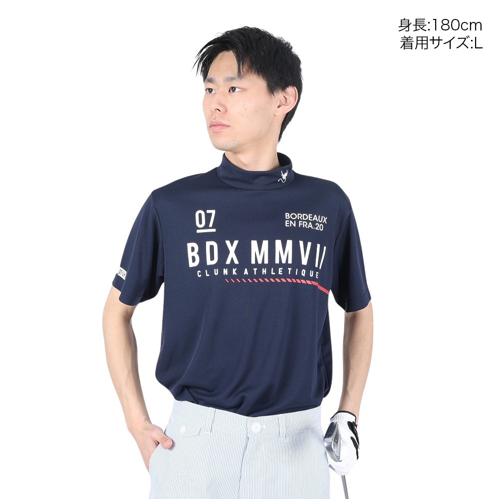 クランク（CLUNK）（メンズ）ゴルフウェア 吸汗 速乾 半袖モックネックシャツ CL5MTG18 NVY★★★