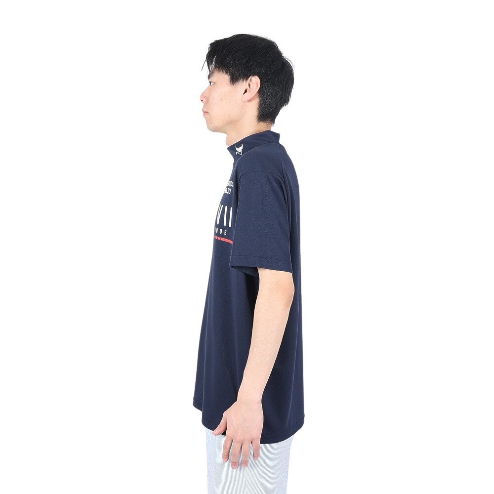 クランク（CLUNK）（メンズ）ゴルフウェア 吸汗 速乾 半袖モックネックシャツ CL5MTG18 NVY★★★