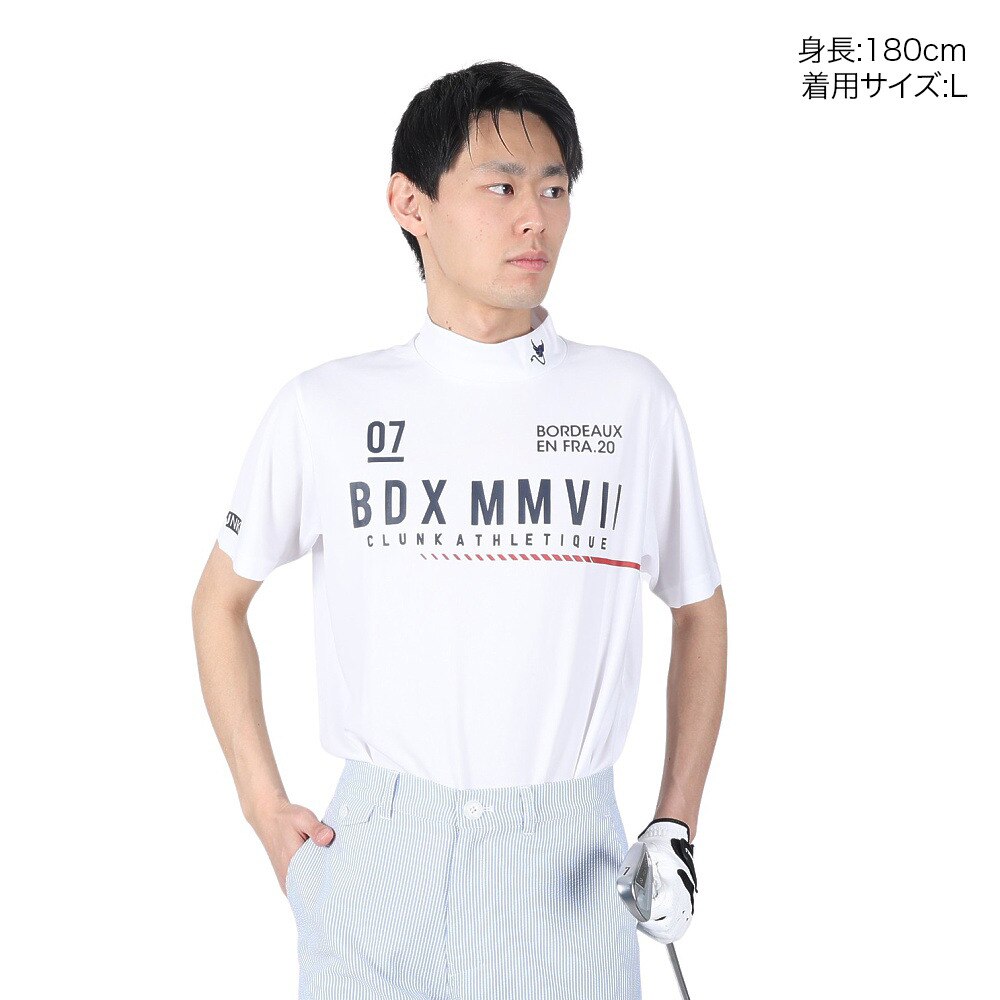 クランク（CLUNK）（メンズ）ゴルフウェア 吸汗 速乾 半袖モックネックシャツ CL5MTG18 WHT★★★