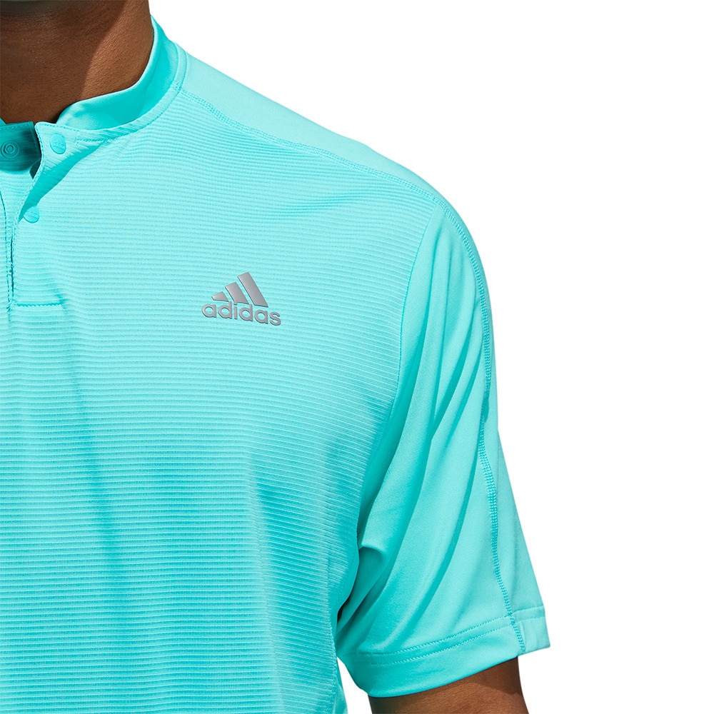 アディダス（adidas）（メンズ）ゴルフウェア ソリッド 半袖ボタンスタンドカラーシャツ UG212-HA1468MINT