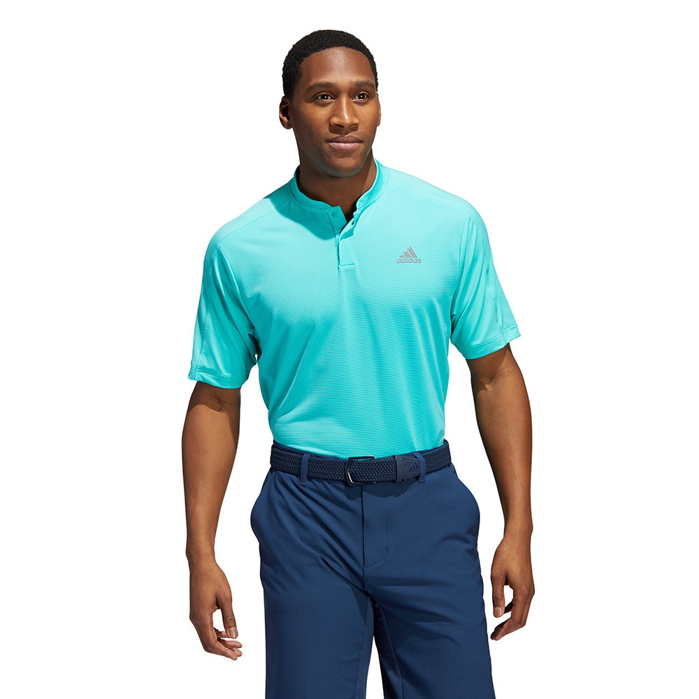 ADIDAS ゴルフウェア ソリッド 半袖ボタンスタンドカラーシャツ UG212-HA1468MINT ＬＬ 35 ゴルフの大画像