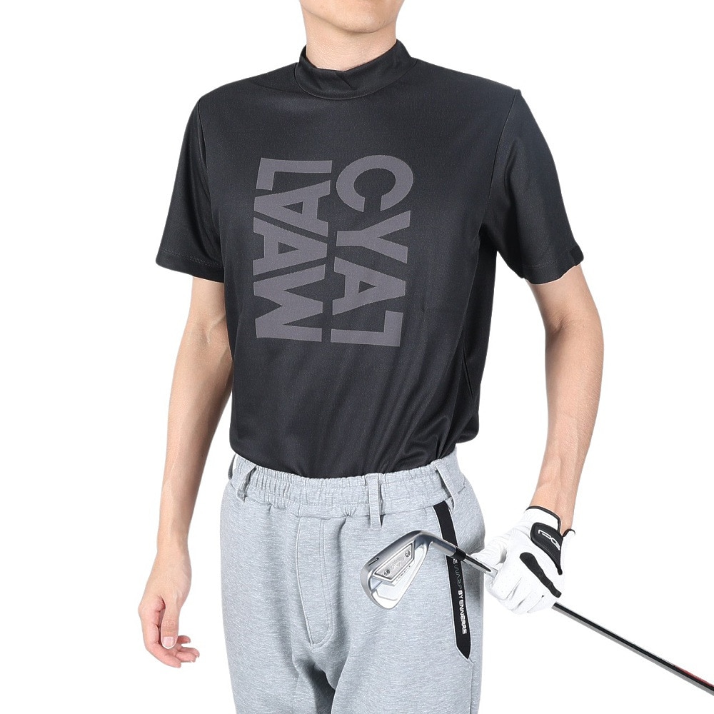 キャロウェイ（CALLAWAY）（メンズ）ゴルフウェア 吸汗速乾 ひんやり パターンロゴジャカード モックネック半袖Tシャツ C22134111-1010