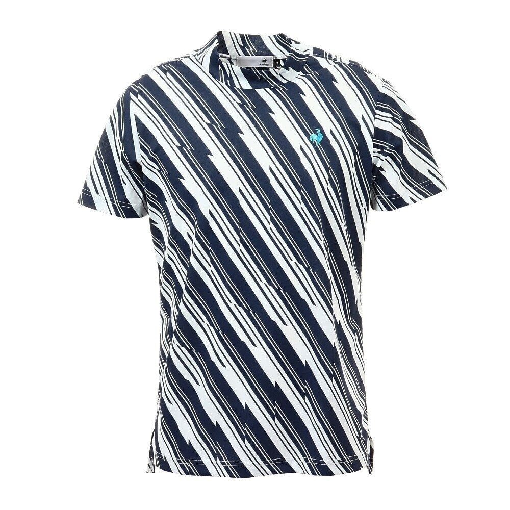 ルコック ゴルフウェア サンスクリーンダイアゴナルプリント モックネック半袖Tシャツ QGMTJA13 NV00 Ｍ 48 ゴルフの大画像