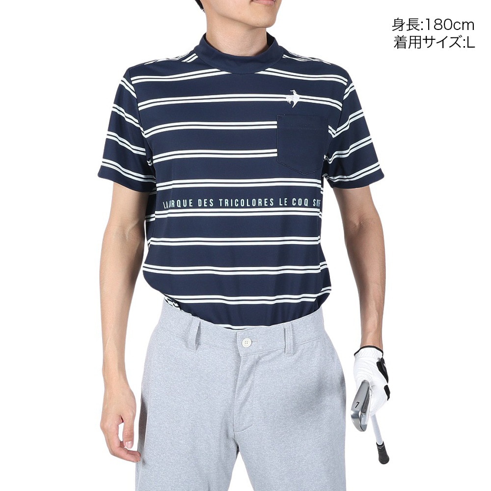 ルコックゴルフ（メンズ）ゴルフウェア 半袖 吸汗 速乾 ドライプラスモックネックシャツ QGMTJA29XB NV00