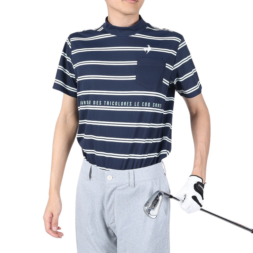 ルコック ゴルフウェア 吸汗 速乾 ドライプラスモックネックシャツ QGMTJA29XB NV00 Ｍ 48 ゴルフ画像