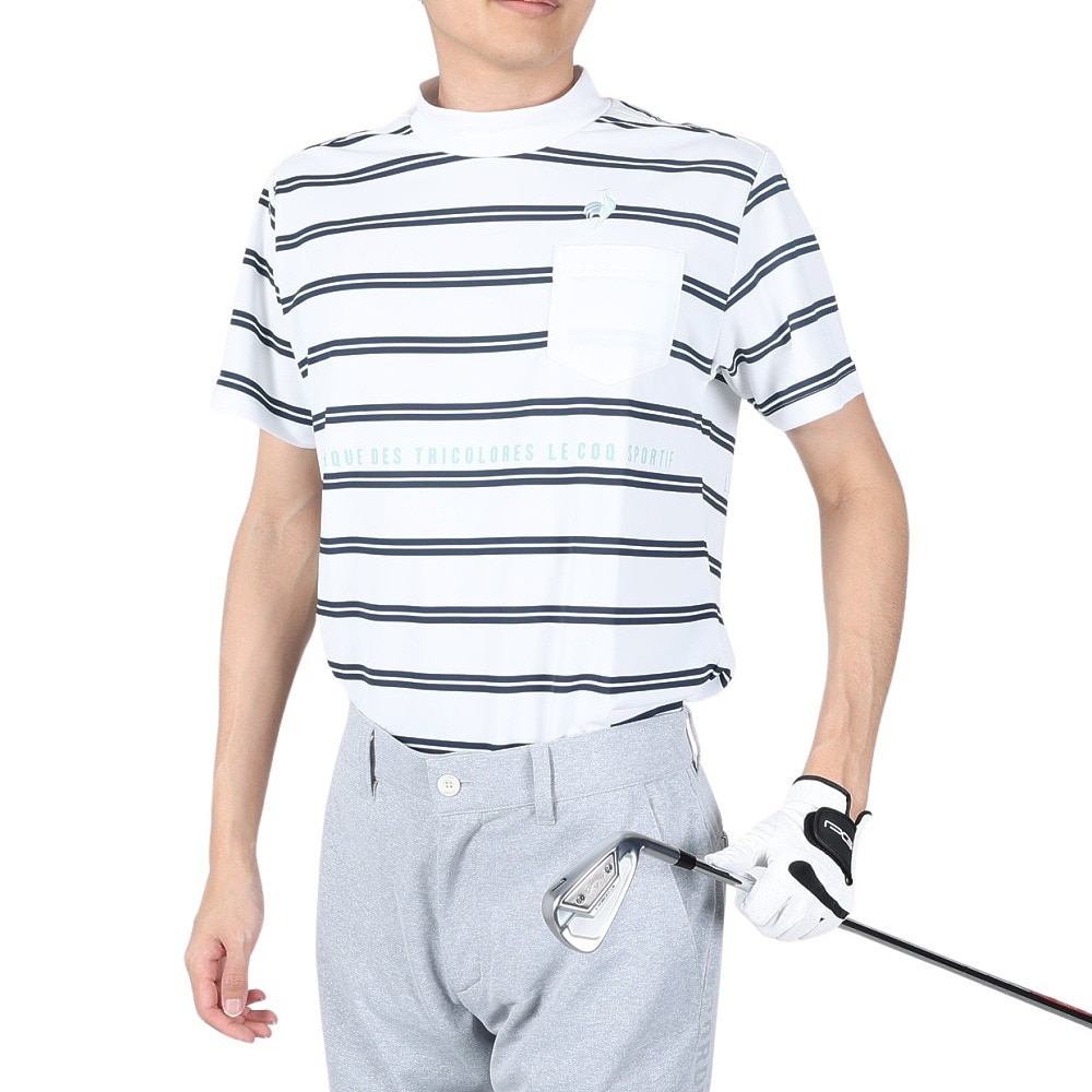 ルコック ゴルフウェア 吸汗 速乾 ドライプラスモックネックシャツ QGMTJA29XB WH00 Ｓ 10 ゴルフ画像