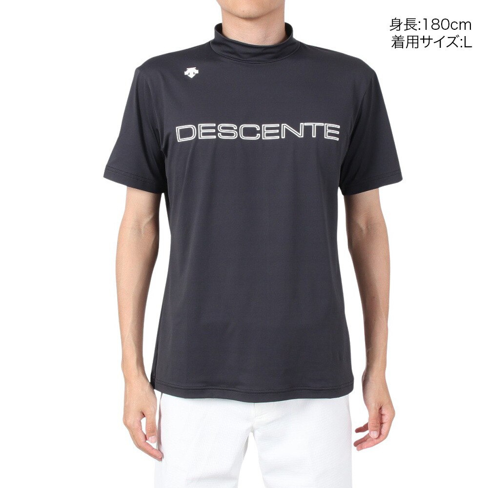 デサントゴルフ（DESCENTEGOLF）（メンズ）ゴルフウェア 吸汗速乾 UVカット 高通気 モックネック半袖Tシャツ DGMTJA00XB BK00