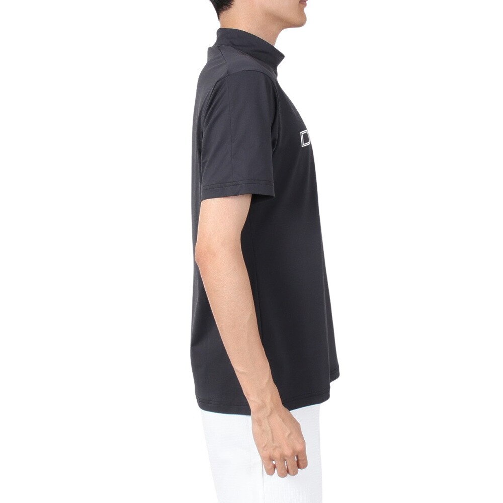 デサントゴルフ（DESCENTEGOLF）（メンズ）ゴルフウェア 吸汗速乾 UVカット 高通気 モックネック半袖Tシャツ DGMTJA00XB BK00