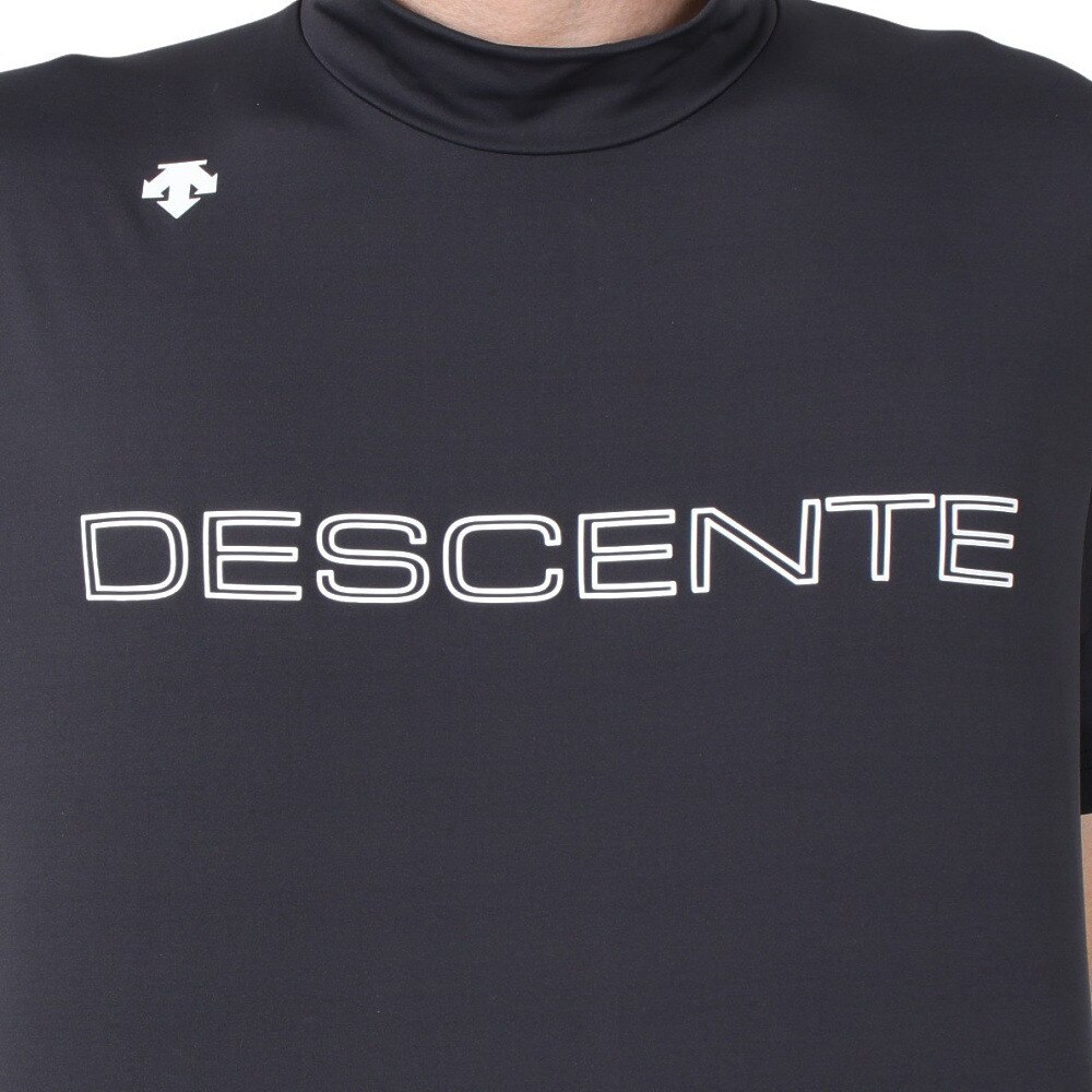 デサントゴルフ（DESCENTEGOLF）（メンズ）ゴルフウェア 吸汗速乾 UVカット 高通気 モックネック半袖Tシャツ DGMTJA00XB BK00