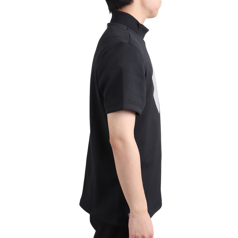 アディダス（adidas）（メンズ）ゴルフウェア 吸湿性 ビッグアディダスロゴ 半袖モックネックシャツ MBI50-HG8309BK