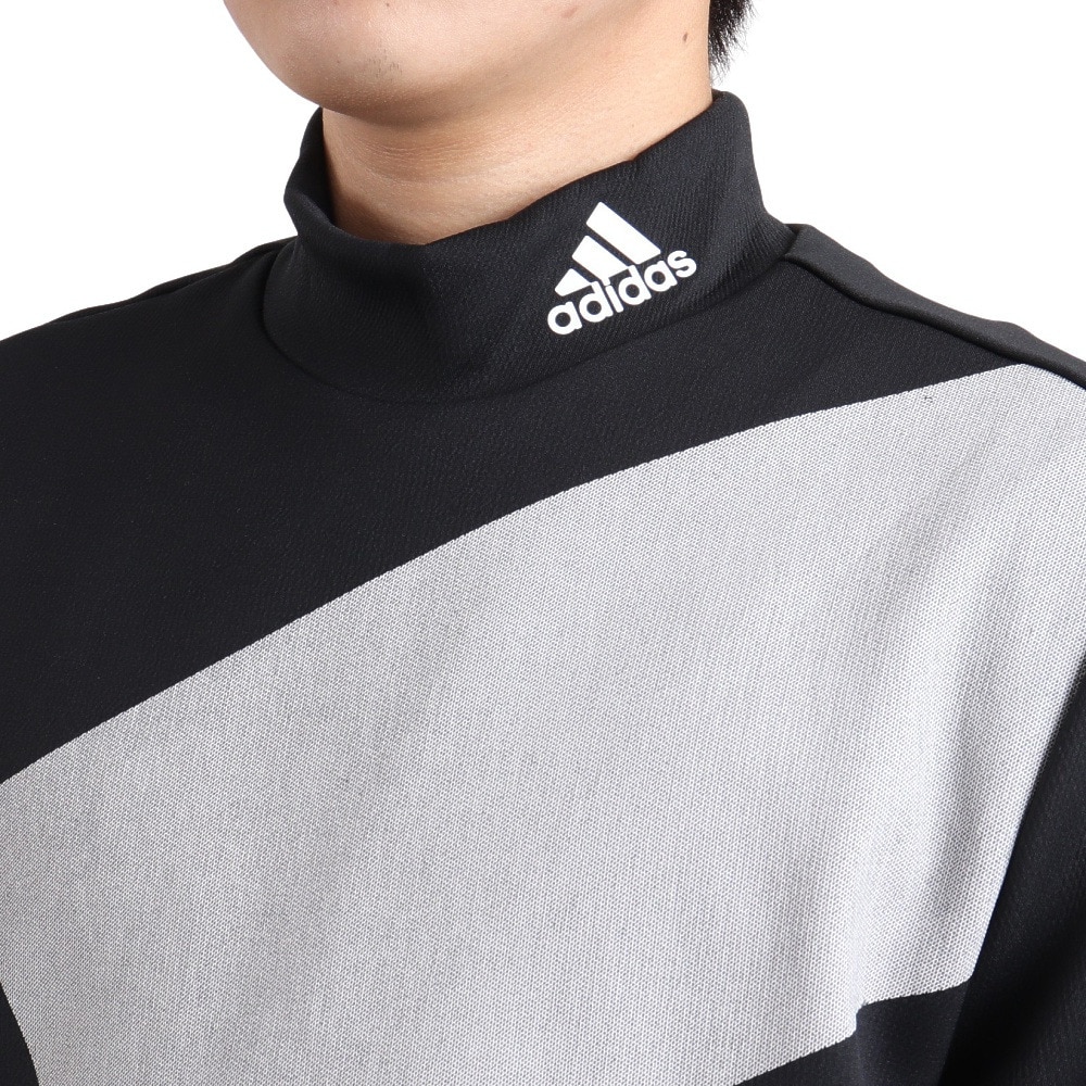 アディダス（adidas）（メンズ）ゴルフウェア 吸湿性 ビッグアディダスロゴ 半袖モックネックシャツ MBI50-HG8309BK