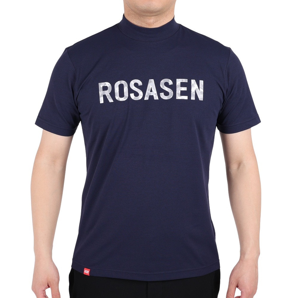 ROSASEN（メンズ）ゴルフウェア 吸汗 速乾 ソロナ天竺 半袖 モックネック シャツ 044-28242-098