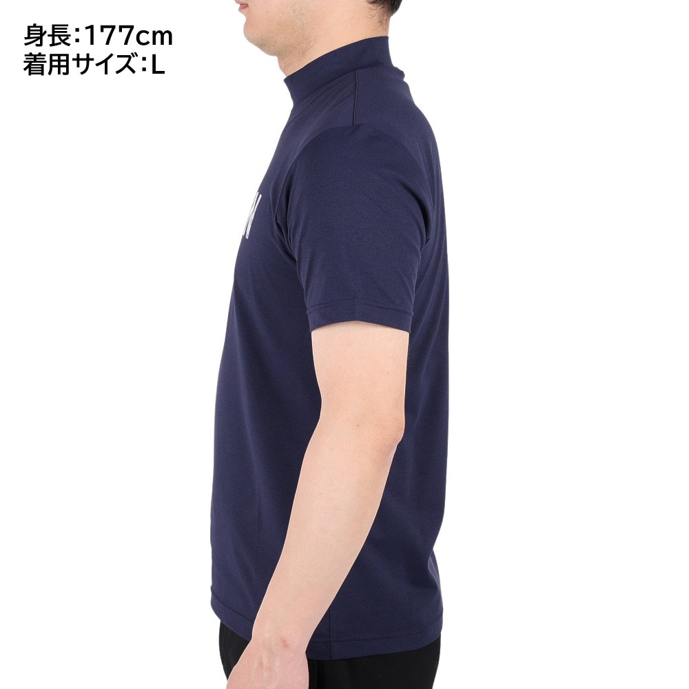 ROSASEN（メンズ）ゴルフウェア 吸汗 速乾 ソロナ天竺 半袖 モックネック シャツ 044-28242-098