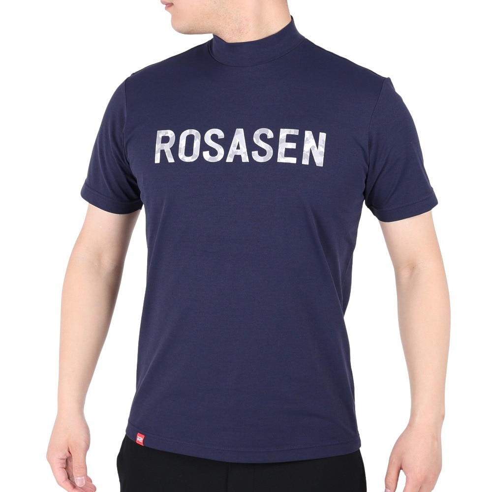 ROSASEN（メンズ）ゴルフウェア 吸汗 速乾 ソロナ天竺 半袖 モックネック シャツ 044-28242-098