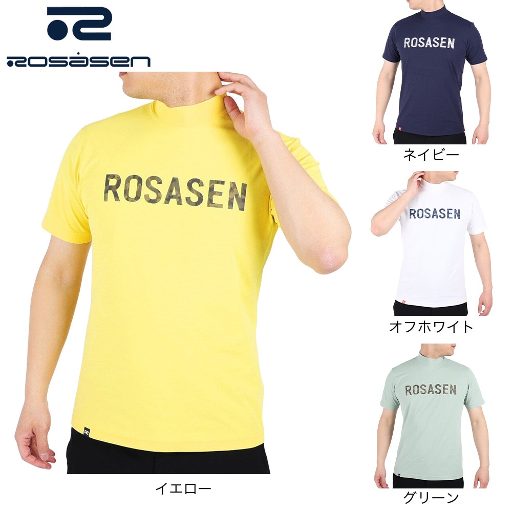 ROSASEN（メンズ）ゴルフウェア 吸汗 速乾 ソロナ天竺 半袖 モックネック シャツ 044-28242-098