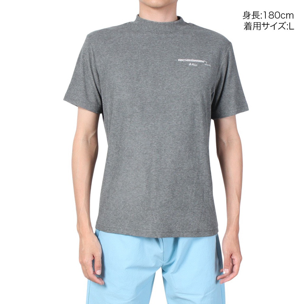 ROSASEN（メンズ）ゴルフウェア 吸水速乾 接触冷感 半袖 A-Line クールVパイル モックTシャツ 047-28441-015
