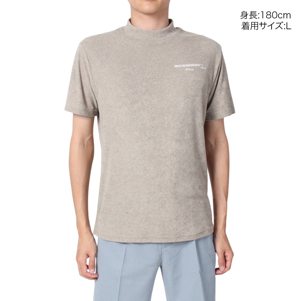 ROSASEN（メンズ）ゴルフウェア 吸水速乾 接触冷感 半袖 A-Line クールVパイル モックTシャツ 047-28441-052