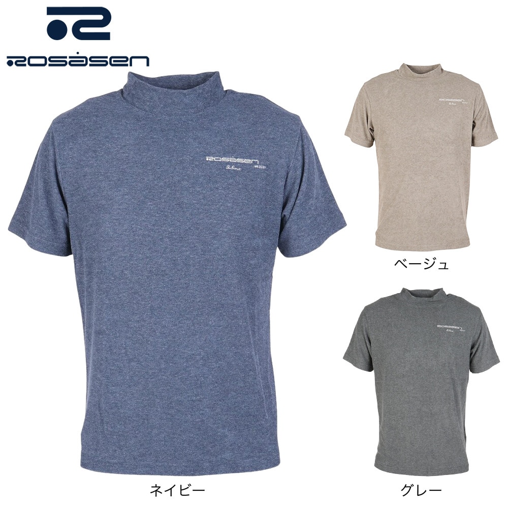 ROSASEN（メンズ）ゴルフウェア 吸水速乾 接触冷感 半袖 A-Line クールVパイル モックTシャツ 047-28441-015