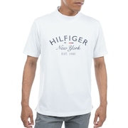 トミーヒルフィガー（TOMMY HILFIGER）（メンズ）ゴルフウェア 半袖 アーチロゴ モックネックシャツ THMA318-WHT