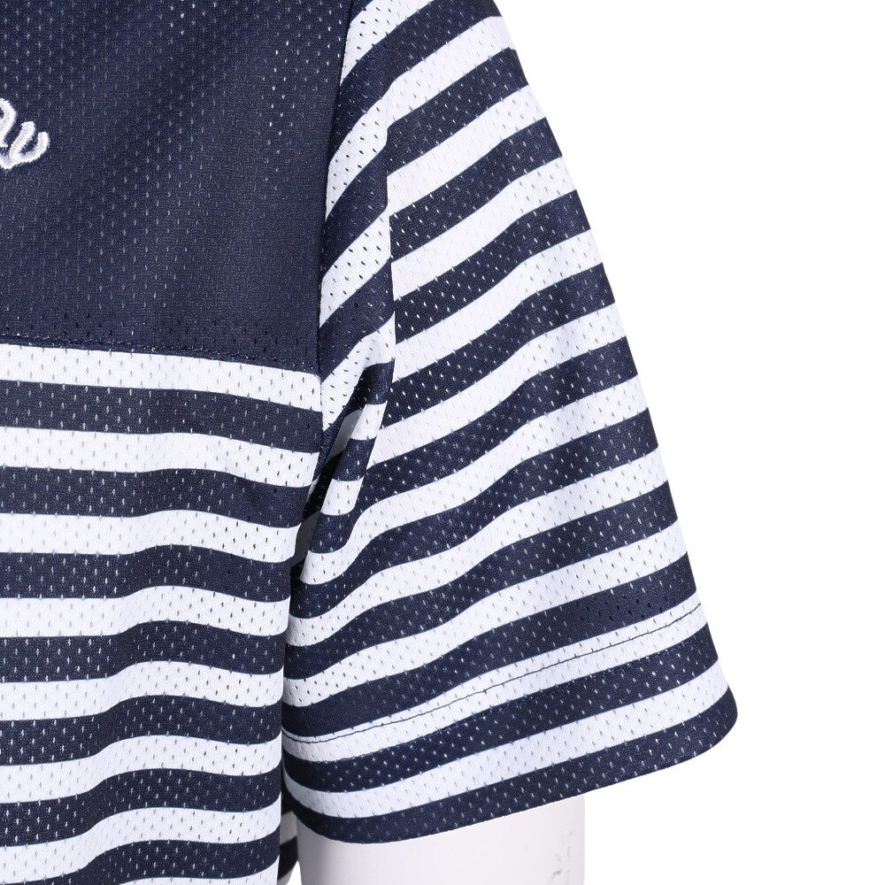 キャロウェイ（CALLAWAY）（メンズ）ゴルフウェア モックネックシャツ 半袖 かざあなメッシュ 吸汗 速乾 ボーダープリントメッシュカノコ C23134107-1120★★★