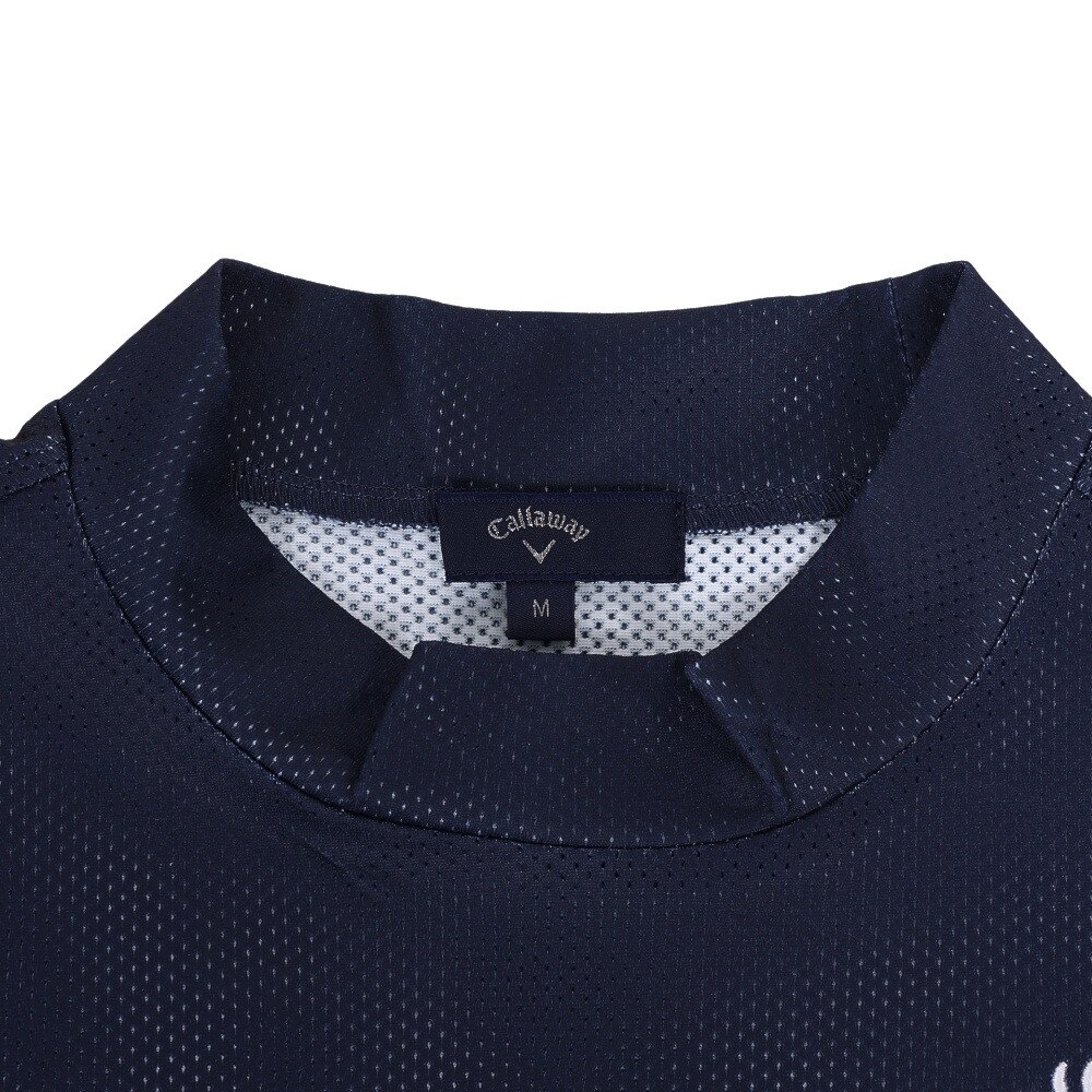 キャロウェイ（CALLAWAY）（メンズ）ゴルフウェア モックネックシャツ 半袖 かざあなメッシュ 吸汗 速乾 ボーダープリントメッシュカノコ C23134107-1120★★★
