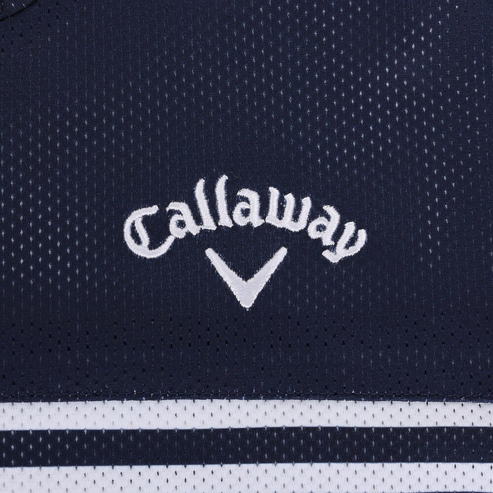 キャロウェイ（CALLAWAY）（メンズ）ゴルフウェア モックネックシャツ 半袖 かざあなメッシュ 吸汗 速乾 ボーダープリントメッシュカノコ C23134107-1120